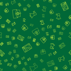 Poster - Set line Mail and e-mail, Browser setting and Megaphone on seamless pattern. Vector