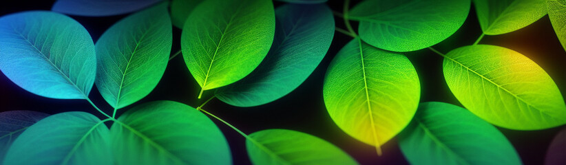 Illustration of a vibrant green leaf with intricate details and textures created with Generative AI technology