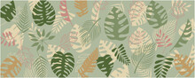Summer Tropical Leaves Decoration Background. Summer Plant Concept Illustration. Summer Green Pattern Design. Vector Illustration.