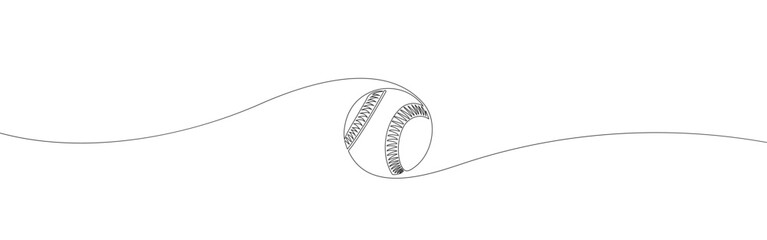 Wall Mural - Single continuous line drawing leather baseball ball symbol logo. Dynamic one line draw