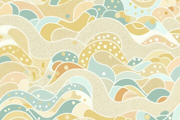 seamless pattern with pastel creative waves japanese