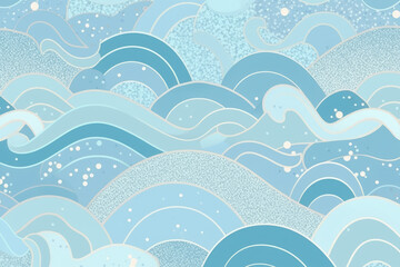 seamless pattern with pastel creative waves japanese