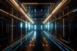 © Parvez - Abstract light tunnel, corridor with neon light. Hi - tech sci - fi passageway. Metallic light reflection