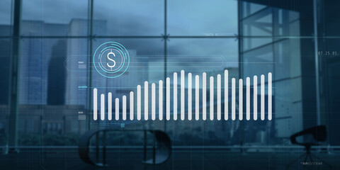 Wall Mural - Abstract infographic of dollar exchange rate dynamics.