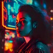 © Palmstrike - Woman and the Neon Lights of a City