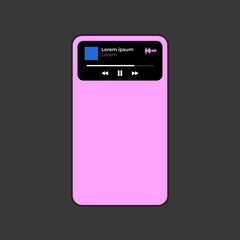 Fototapete - smartphone music player. music app concept. vector flat illustration. iphone 14. spotify. apple musi