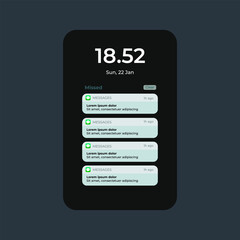 Fototapete - notification screen ui design. notification boxes template for iphone. smartphone message interface.
