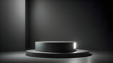 Fototapeta Panele - 3D display podium luxury background with pedestal in studio interior for cool cosmetic product presentation stand. Luxury feminine mockup 3d render advertisement Generative AI