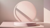 Fototapeta Panele - Three-dimensional products display space for natural beauty pink pastel products, perfumes, cosmetics mockups minimalistic pastel feminine background Generative AI