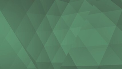 Poster - Video screensaver of green rotating triangular polygons.