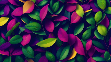 Wall Mural - Leaves Foliage Background Botanical Flowers with copy space  A Dreamy and Mystic Tropic Leaves Imagery on a Lush Background Generated by AI