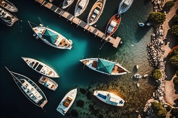 aerial view of boat created using AI Generative Technology