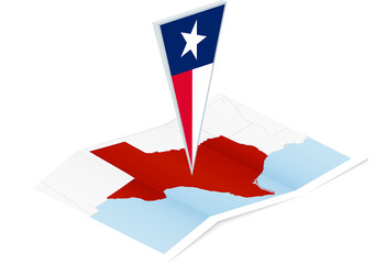 Wall Mural - Texas map with triangular flag in Isometric style