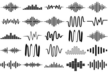 sound waves set. modern sound equalizer. radio wave icons. volume level symbols. music frequency
