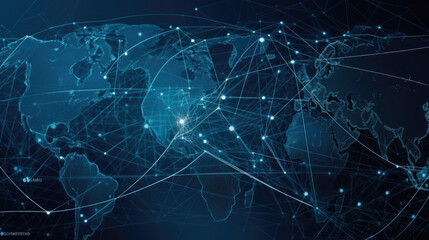 Internet ICT data blue background, web business company