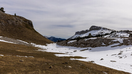 Poster - mountain landscape with view on the Montagnette, Combeau valley, Vercors, France