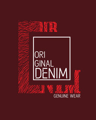 Wall Mural - Original Denim Branding typography line art texture vector t shirt design