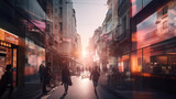 Fototapeta Nowy Jork - time lapse of people walking in the city generative ai