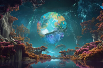 Wall Mural - Fantasy landscape scene. game design inspiration. sketch art for artist creativity and inspiration. generative AI