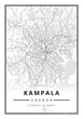 Street map art of Kampala city in Uganda  - Africa