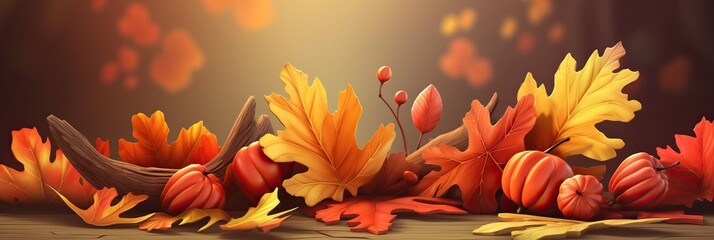 autumn background. autumn horizontal banner and poster, header for website. generative ai