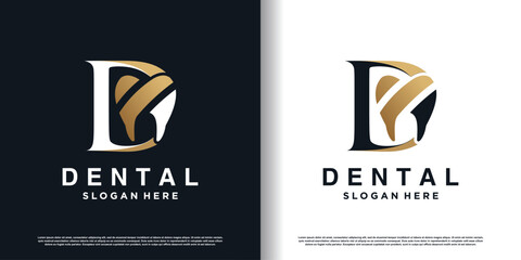 Wall Mural - dental logo design vector with letter D concept premium vector