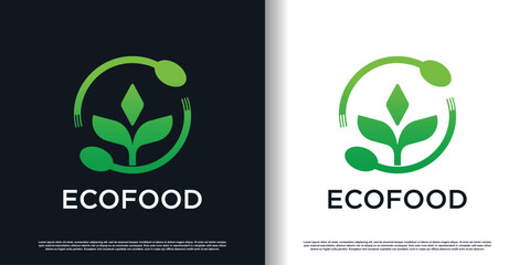 Wall Mural - eco food logo design with creative concept premium vector