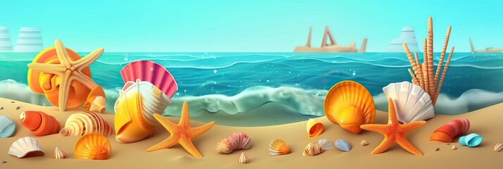 summer background, summer tropical sea background, sand beach. horizontal banner and poster, header 