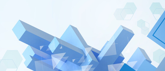 Aufkleber - 3D Abstract architecture background. Futuristic Geometric shapes for target Development concept on Blue. copy space, digital, banner, software, website -3d Rendering