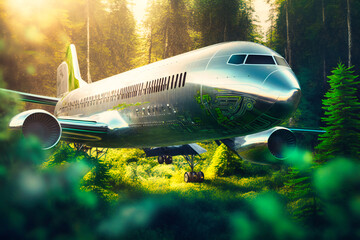 A sleek, silver airplane soaring through the sky with ease, transporting passengers to their destinations in style