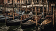Illustration of gondolas in the city of Venice Italy - made with Generative AI