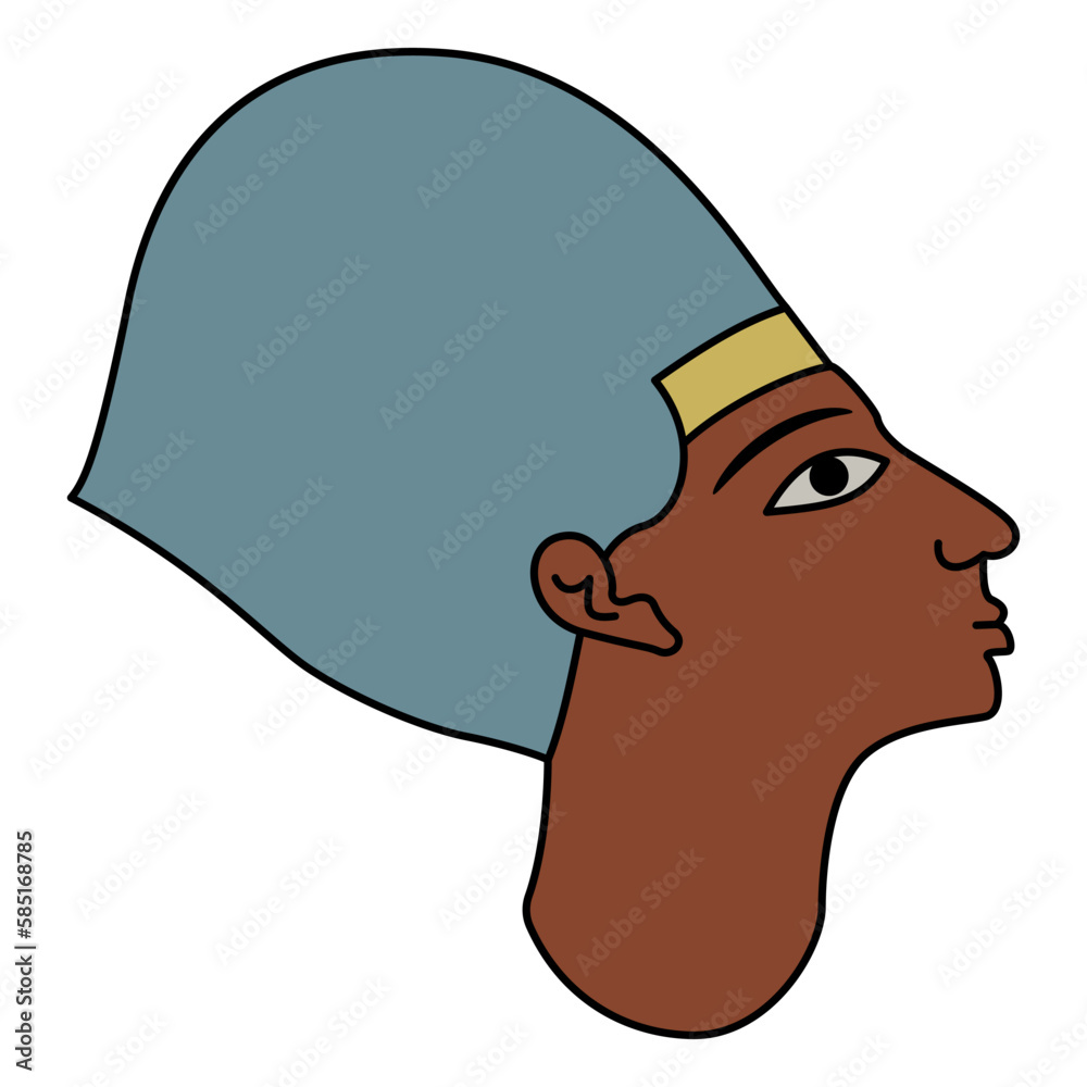Profile head of ancient Egyptian pharaoh wearing royal crown. Isolated ...