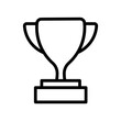 Black outlined trophy icon vector on white background