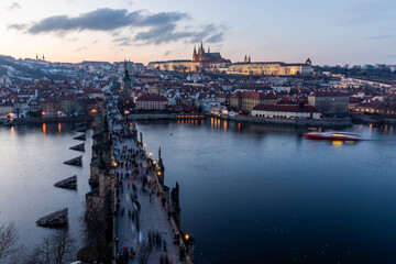 Wall Mural - View of Prague castle and Charles bridge in Prague, Czech Republic