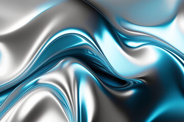 Wall Mural - digital minimalist background, liquid ironed silver blue foil gradient, soft light, low contrast, minimalist, light silver background, silver highlight