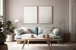 © sandra - mock up poster frame in hipster interior living roombackground,
