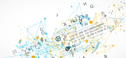 Aufkleber - Abstract technology concept. Circuit board, color background.