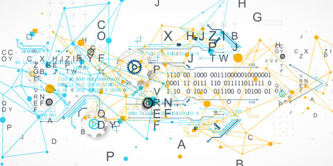 Aufkleber - Abstract technology concept. Circuit board, color background.