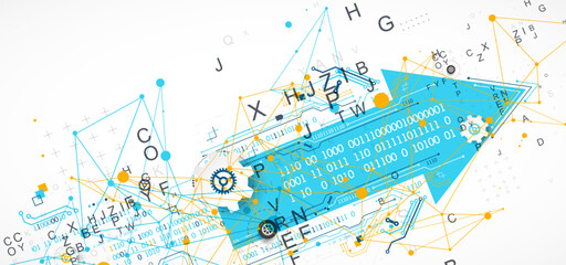 Aufkleber - Abstract technology concept. Circuit board, color background.
