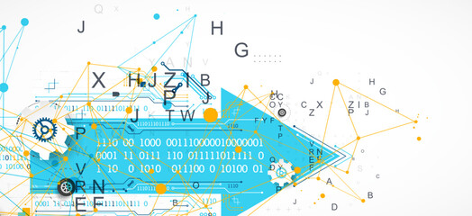 Aufkleber - Abstract technology concept. Circuit board, color background.