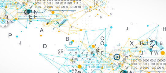 Aufkleber - Abstract technology concept. Circuit board, color background.