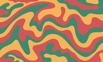 Wall Mural - Trendy vector background in retro 70s,60s style. Abstract horizontal background with waves.
