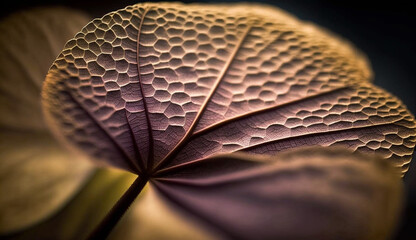 Wall Mural - Abstract macro of organic leaf symmetry and shape generated by AI