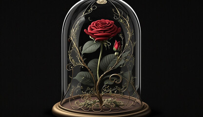 Poster - Elegance and love in an old fashioned vase generated by AI