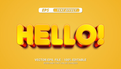 Wall Mural - Hello 3d editable eps vector text style effect
