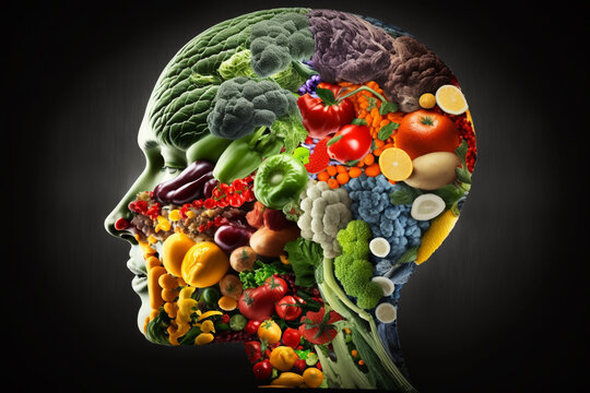 Human head made from fruit inside for word health day , food and healthy concept, Generative AI