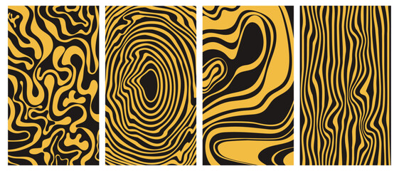 Wall Mural - Groovy hippie 70s vector backgrounds set. Chessboard and twisted patterns. Backgrounds in trendy retro trippy style.Twisted and distorted vector texture in trendy retro psychedelic style.