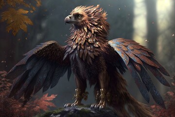 Wall Mural - mesmerizing king of the skies - the majestic fantasy griffin generative ai