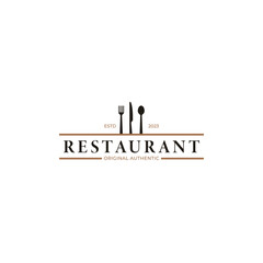 Wall Mural - Vector spoon fork knife for restaurant bar bistro logo design