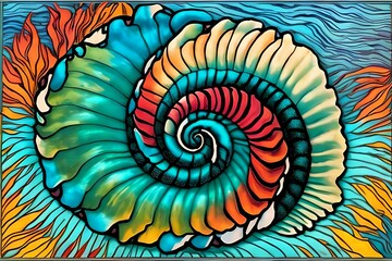 Wall Mural - Spiral Shell as a comic book panel Generative AI